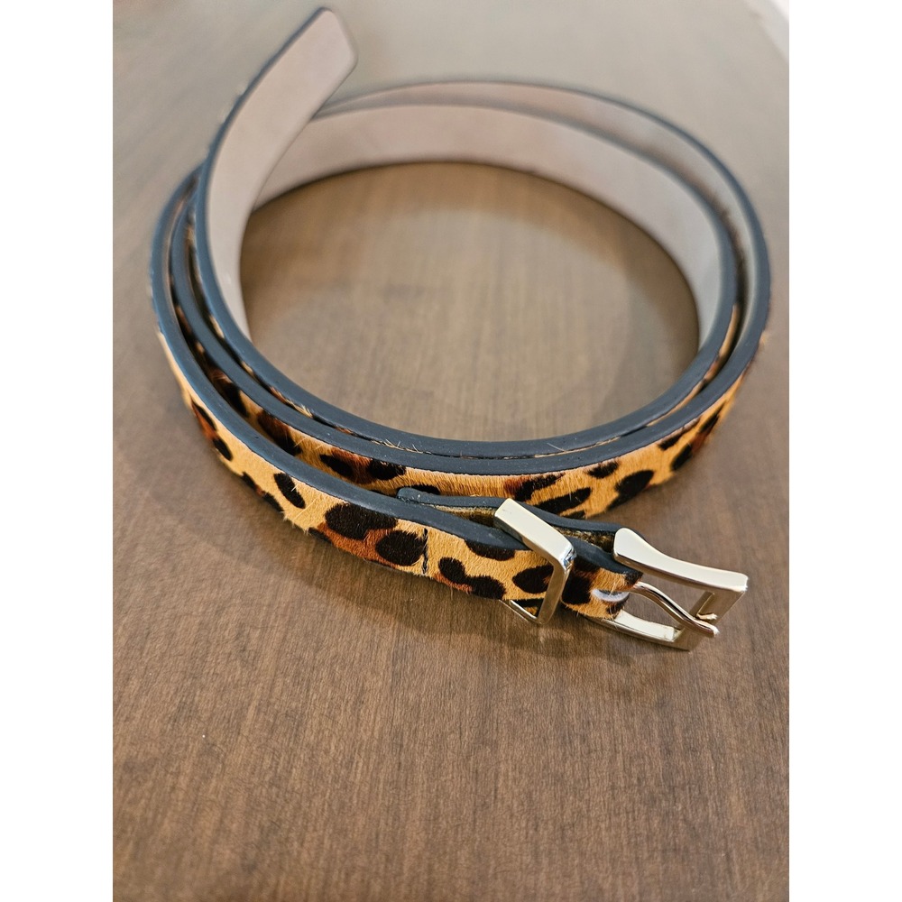 LOFT Women's XL Leopard Print Genuine Leather Haircalf Belt Animal Print